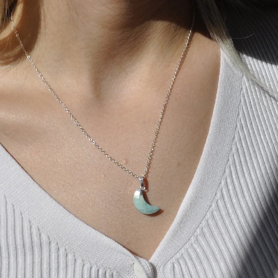 Arora London Crescent Moon Crystal Necklace